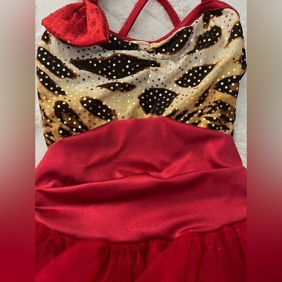Weissman Red Leopard Print Dance Child Costume SC Black Red Sequin - Picture 8 of 14